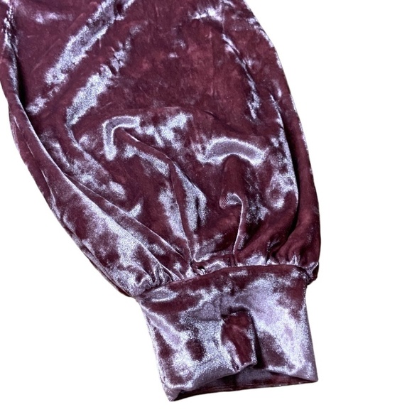 WAYF Dusty Rose Crushed Velvet Long Balloon Sleeve Bodysuit US Sz M - Picture 7 of 12